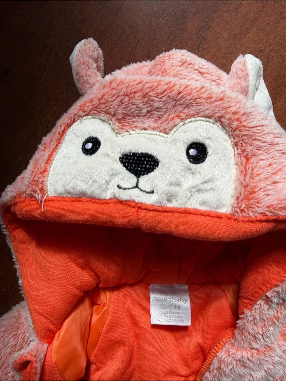 Koala Kids Orange Plush Animal Hooded Jacket